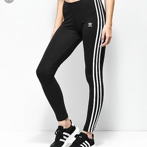 Adidas Leggings, black with white stripes